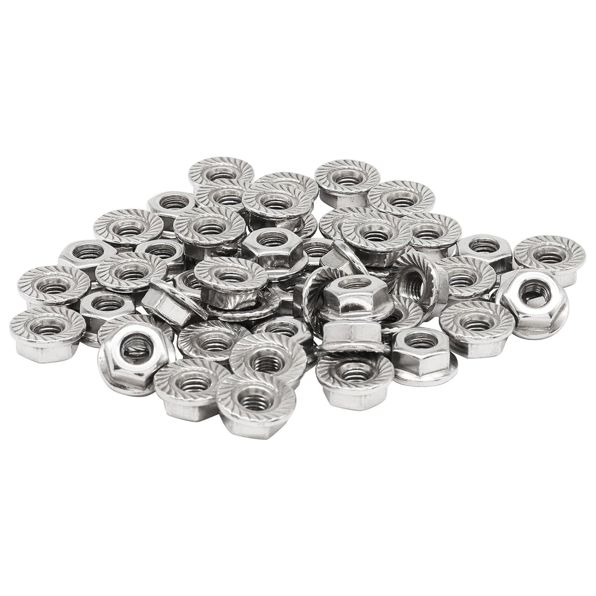 Bonsicoky #10-32 Serrated Flange Nuts, 50 Pack, Silver