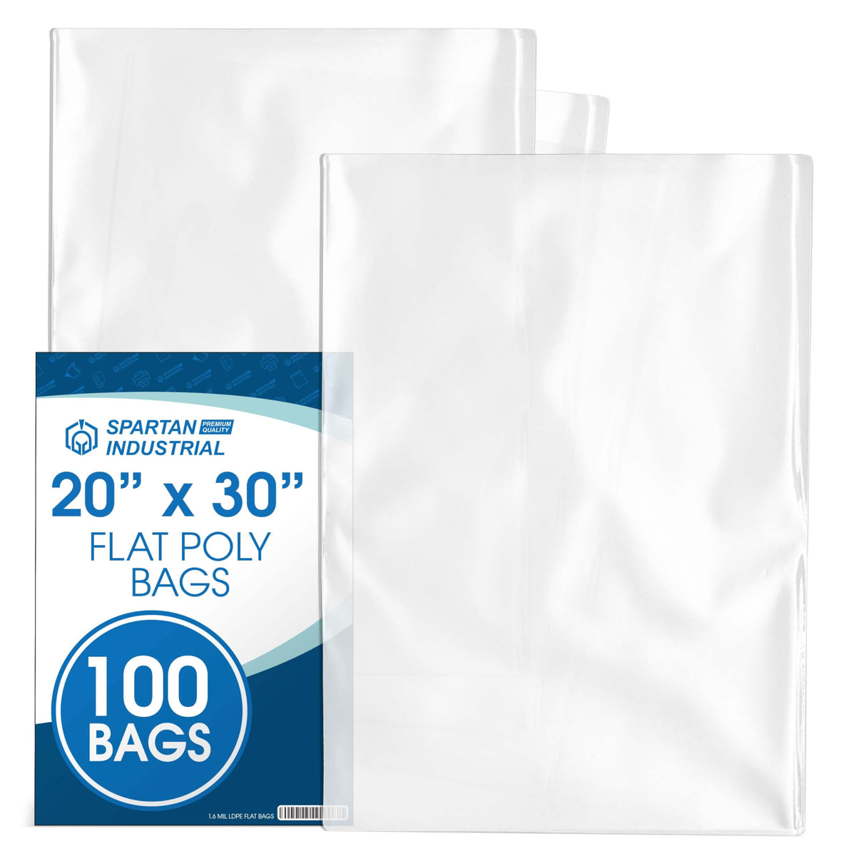 20" X 30" Open End Large Clear Plastic Bags (100 Count) - 1.6 Mil