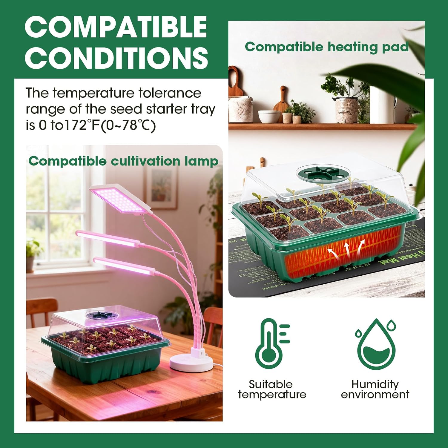 5 Packs Seed Starter Tray with Humidity Dome, Seed Starter Kit with Transparent Drain Hole Base Indoor Greenhouse