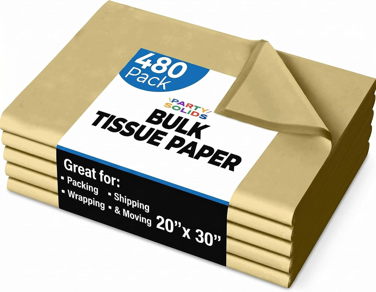 Gold Tissue Paper for Gift Bags 20" X 30" 480 Sheets