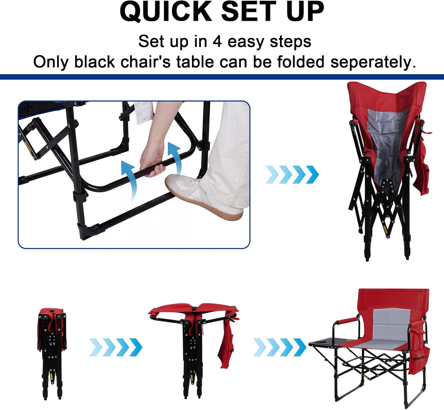 2Pack Director Chairs for Outdoor, Folding Camping Chair, Compact Directors Chair Side Table and Side Bag, Heavy Duty