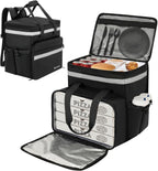 Food Delivery Backpack, Expandable Insulated Pizza Bag with 4 Cup Holders