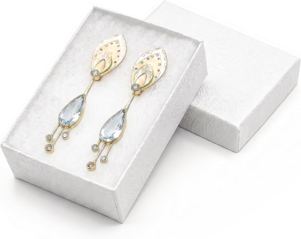 TheDisplayGuys 100 Cardboard Jewelry Gift Boxes with Inserts - White Swirl