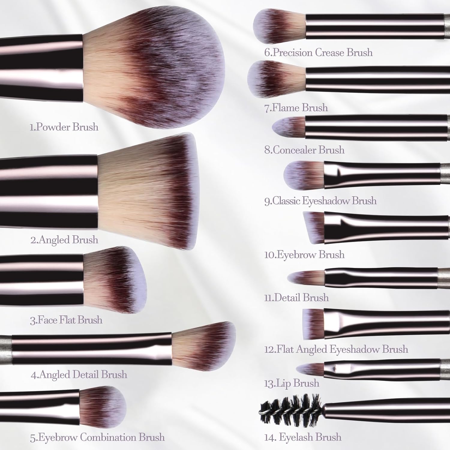 Travel Makeup Brush Set BS-MALL14 PCS Professional Makeup Brushes with Case & Sponge for Foundation, Concealer