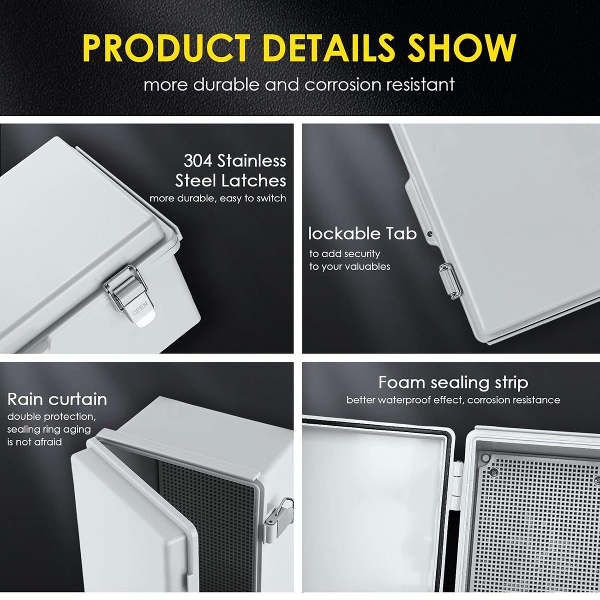 IP67 ABS Outdoor Electrical Junction Box Waterproof with Aluminum DIN Rail