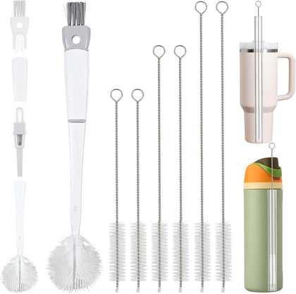 Straw Cleaner Brush Bottle Brush Kit for Stanley Cup Tumbler - Multifunctional Water Bottle Cleaner and 3-Size Straw