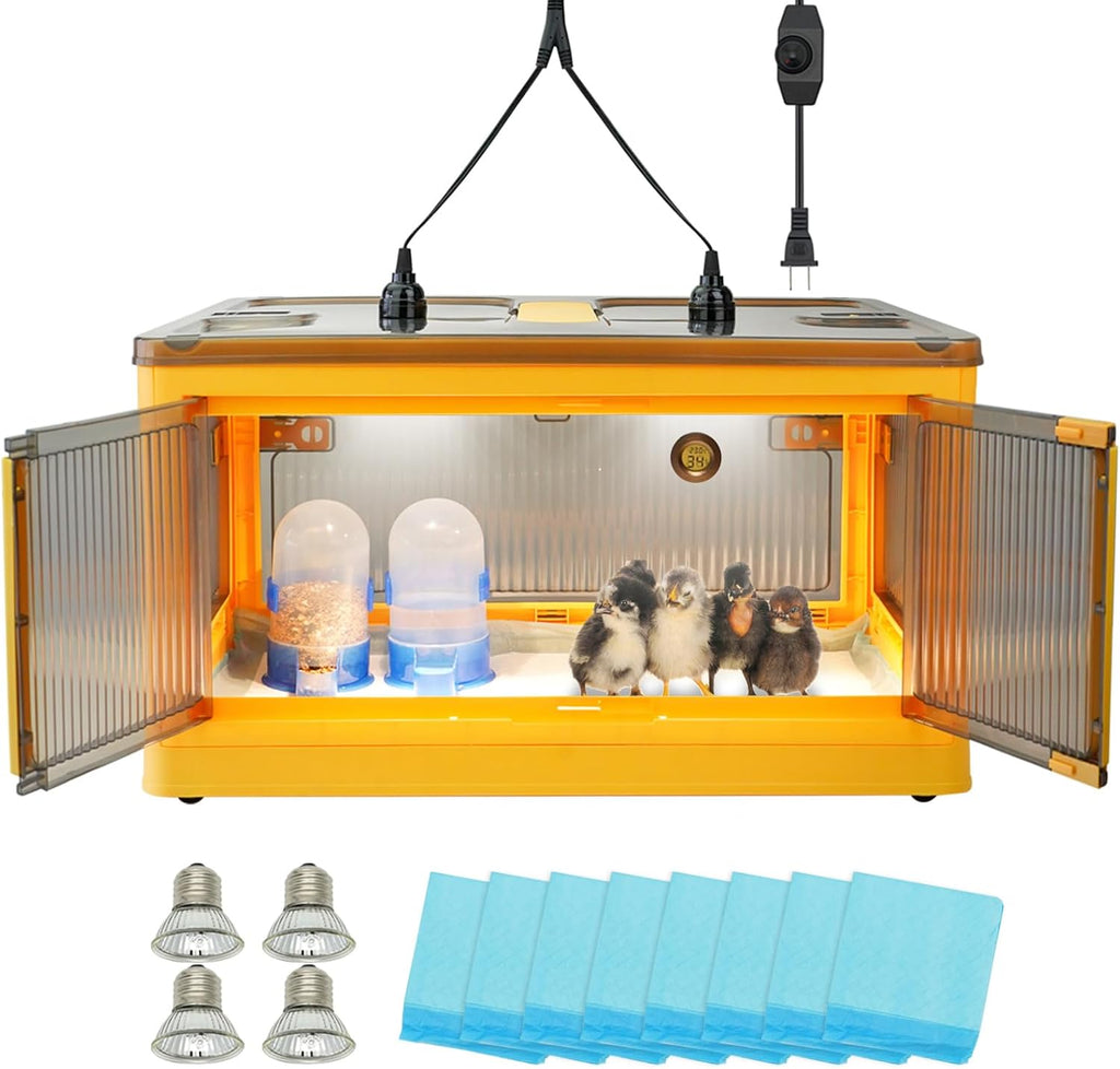 Chicken Brooder Box for Chicks, Brooder Heater Warms up to 20 Chicks with Feeder and Waterer, Poultry Breeding Box