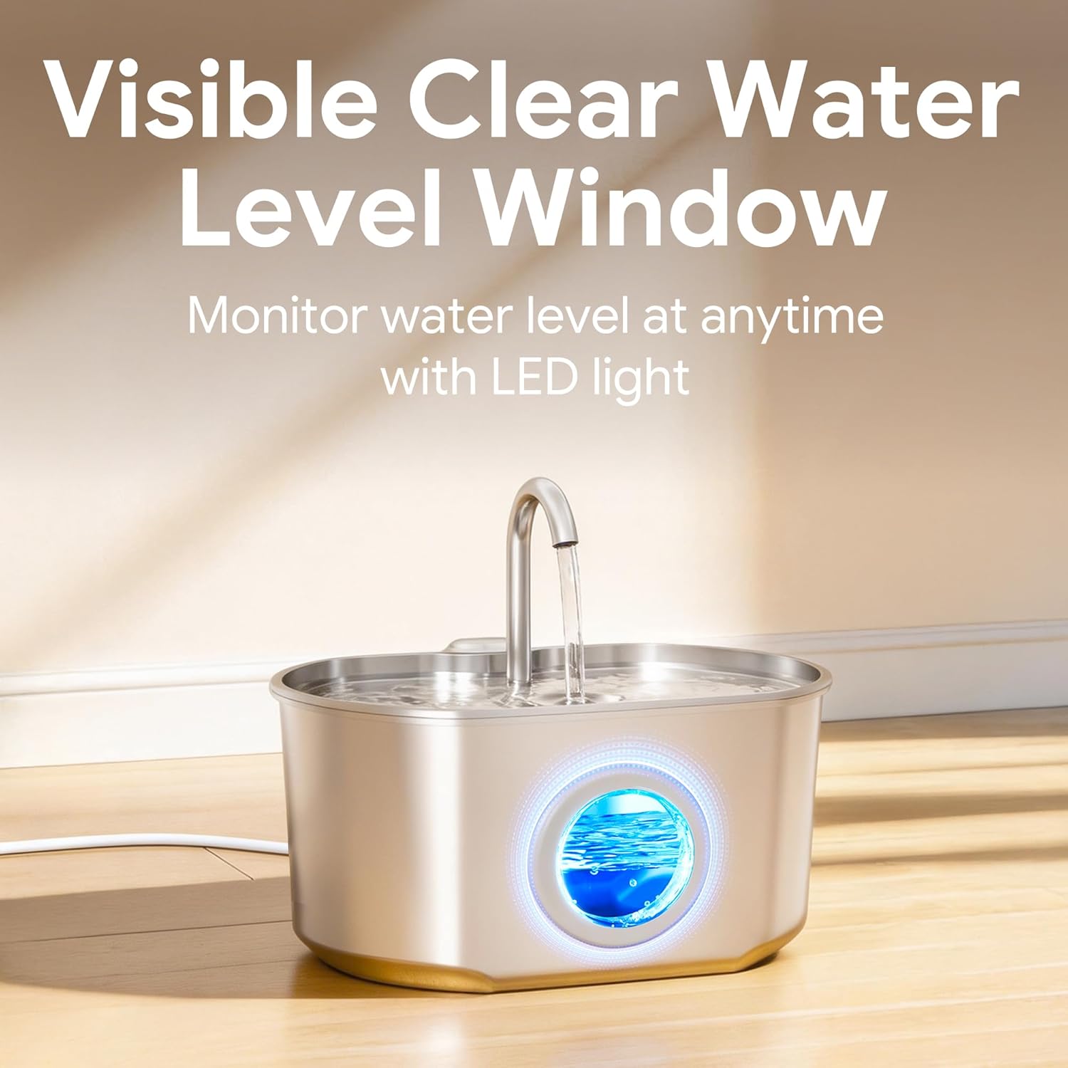 Cat Water Fountain Stainless Steel: 73oz/2.2L Cat Fountain for Drinking- Pet Water Fountain Inside - Automatic Dog
