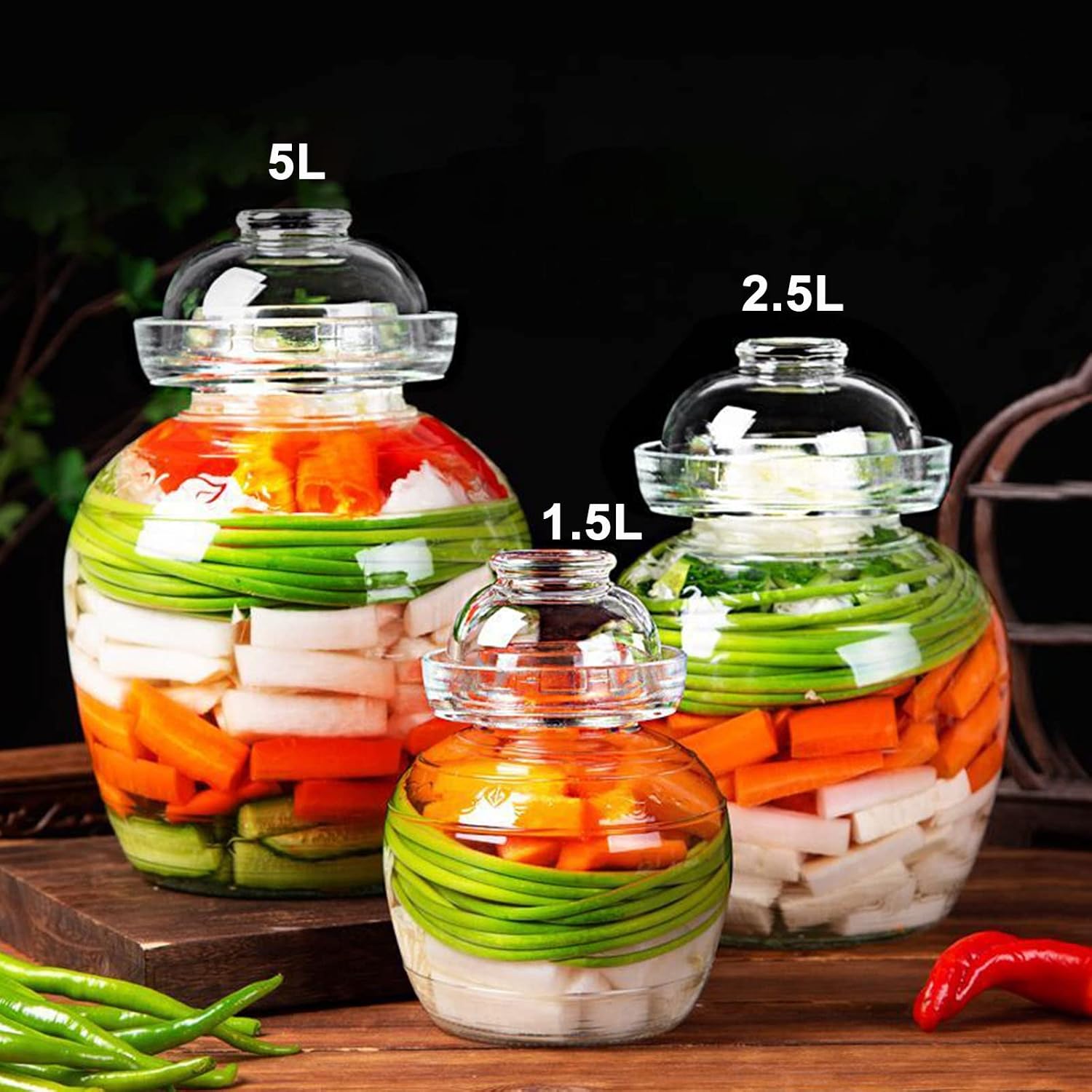 Pickle Jar, 1.5 Liter Fermentation Kimchi Jar with Water Seal Lid