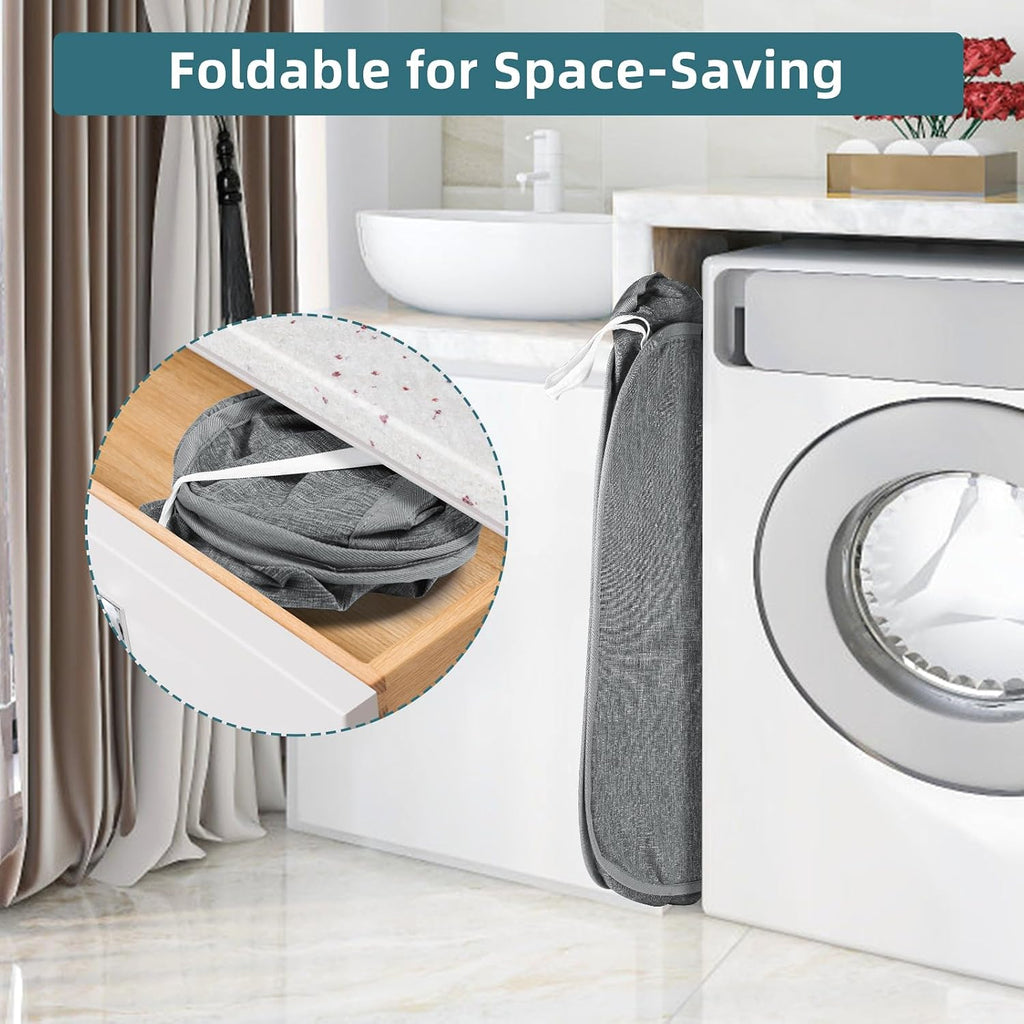Collapsible Laundry Baskets, Tear Proof Pop Up Laundry Hamper with Dual Handles, Durable Foldable Laundry Basket