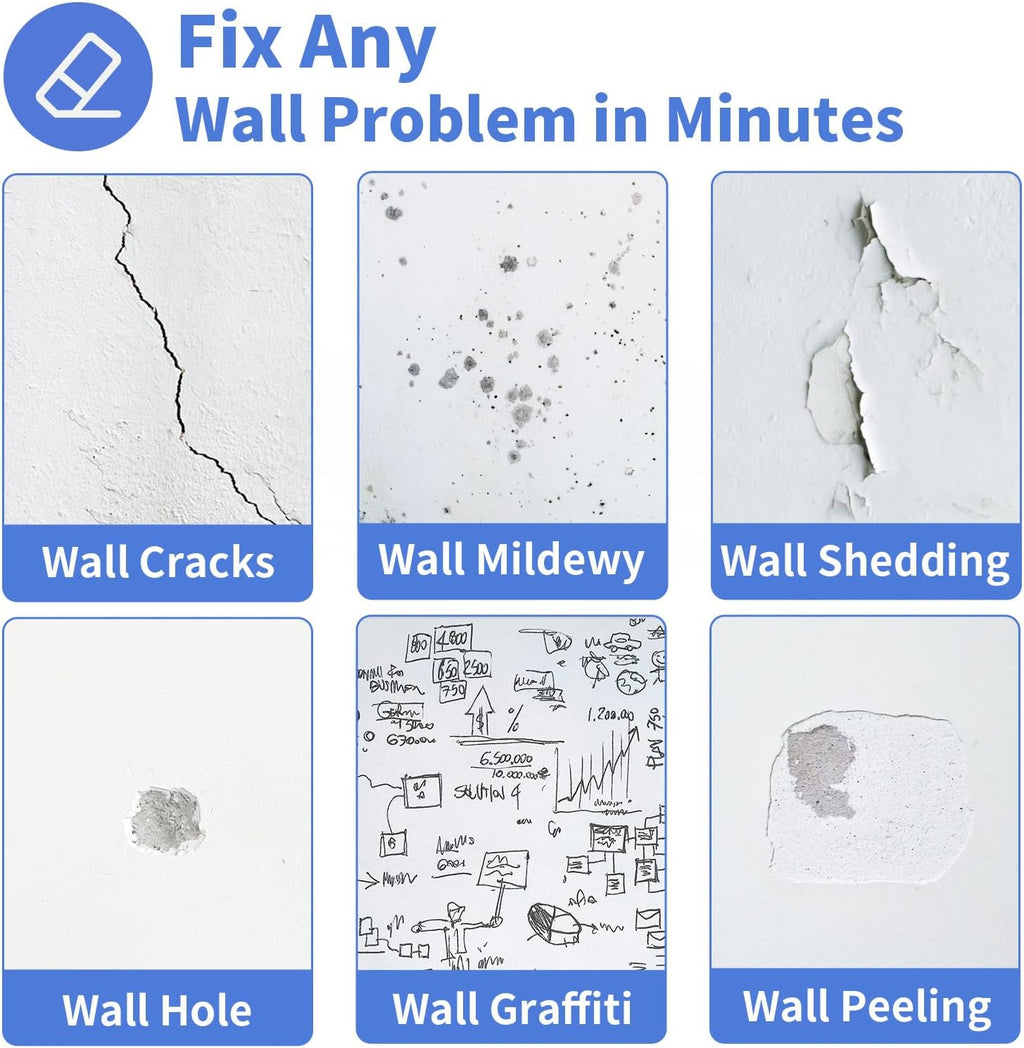 Drywall Repair Kit, 18 oz Ready to Use Quick Dry Wall Repair Paste with Scraper and Self-Adhesive Mesh, White Spackle