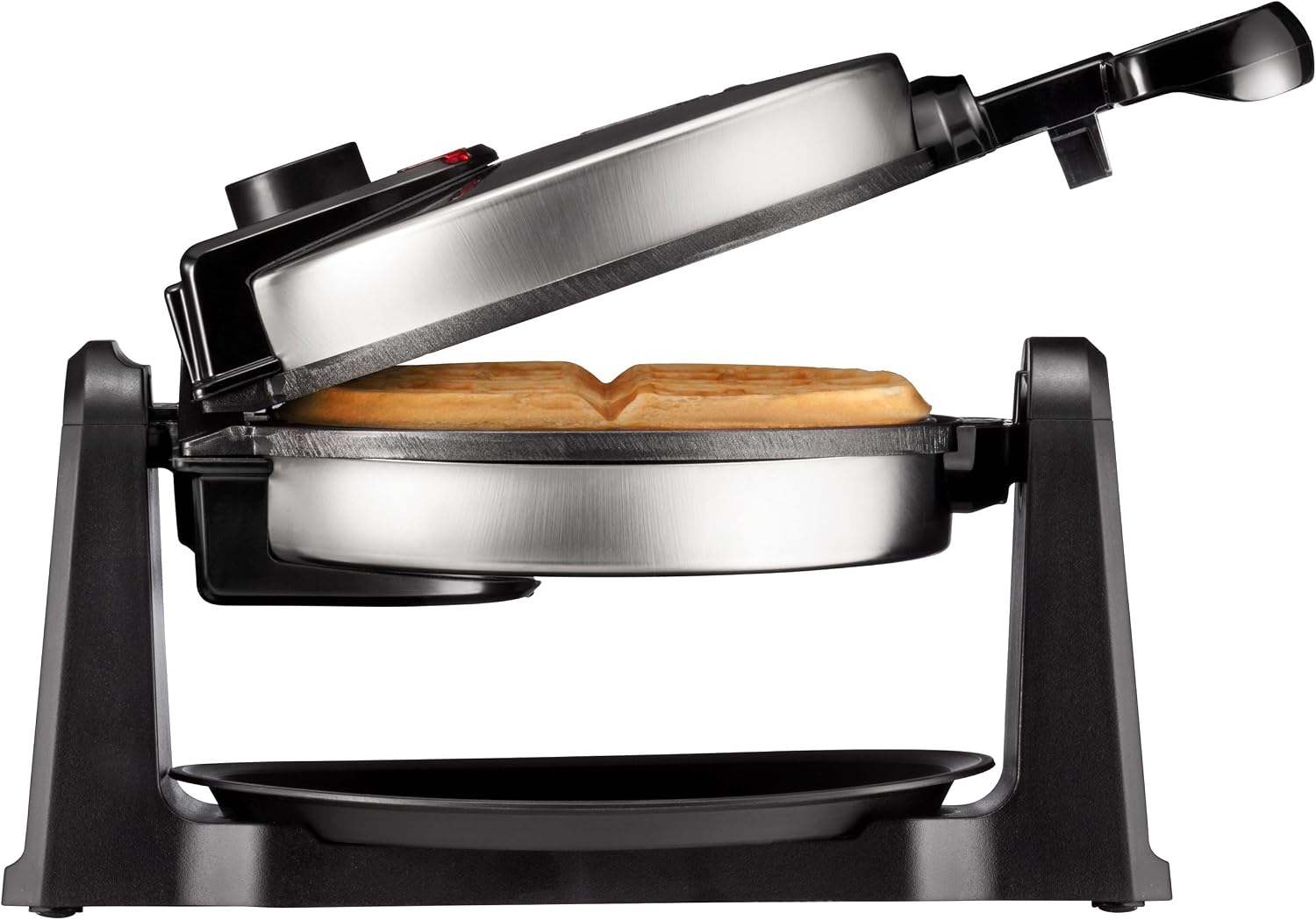 Rotating Belgian Waffle Maker, 180° Flip Iron w/ Non-Stick Plates, Adjustable Timer, Locking Lid, & Drip Plate, Space