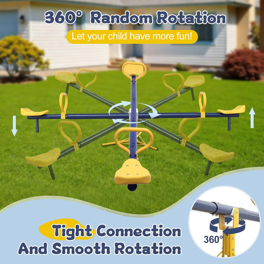 Seesaw for Kids Outdoor, Heavy Duty 250LB 360° Rotating Seesaw Outdoor Teeter Totter with Sit and Spin Design for