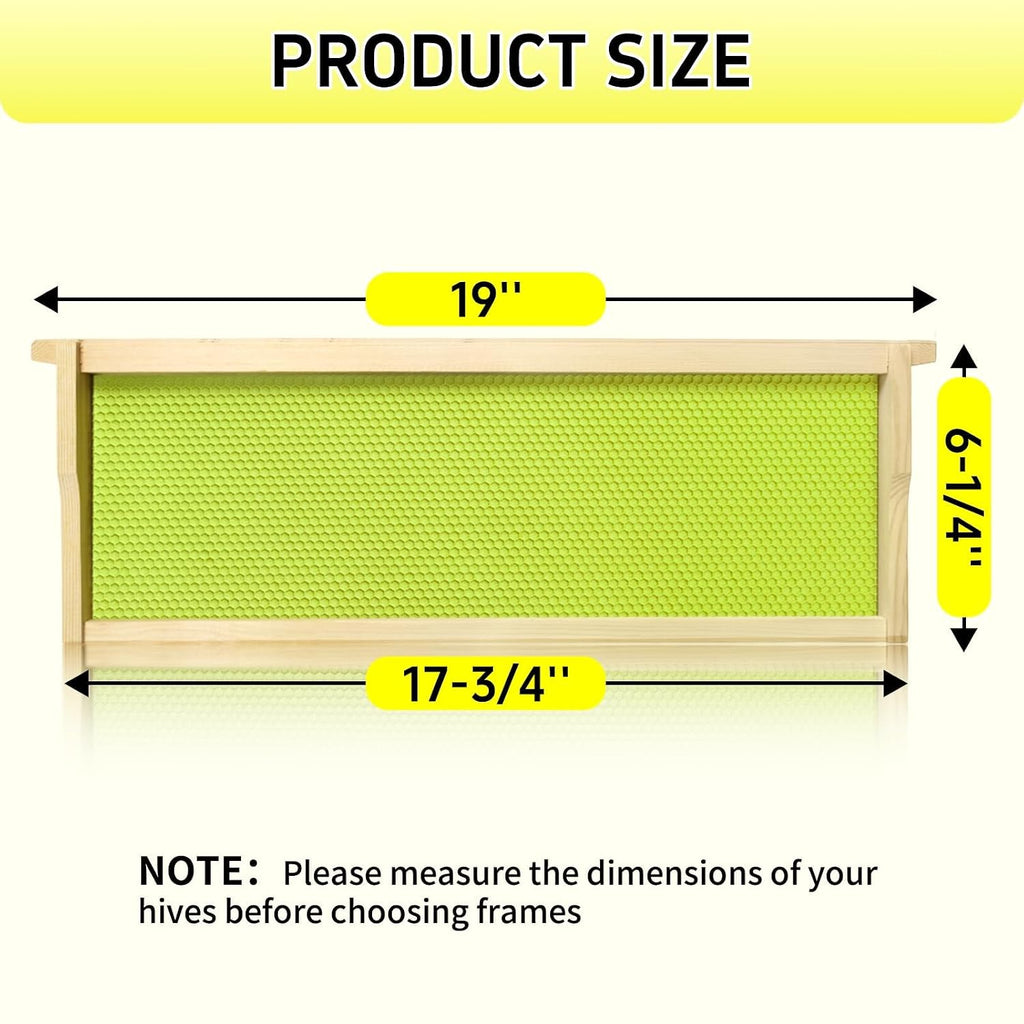 Medium Super Bee Frames with Food Grade Wax Foundations | 10 Pack, Unassembled Wood Bee Hive Frames, Beeswax Coated