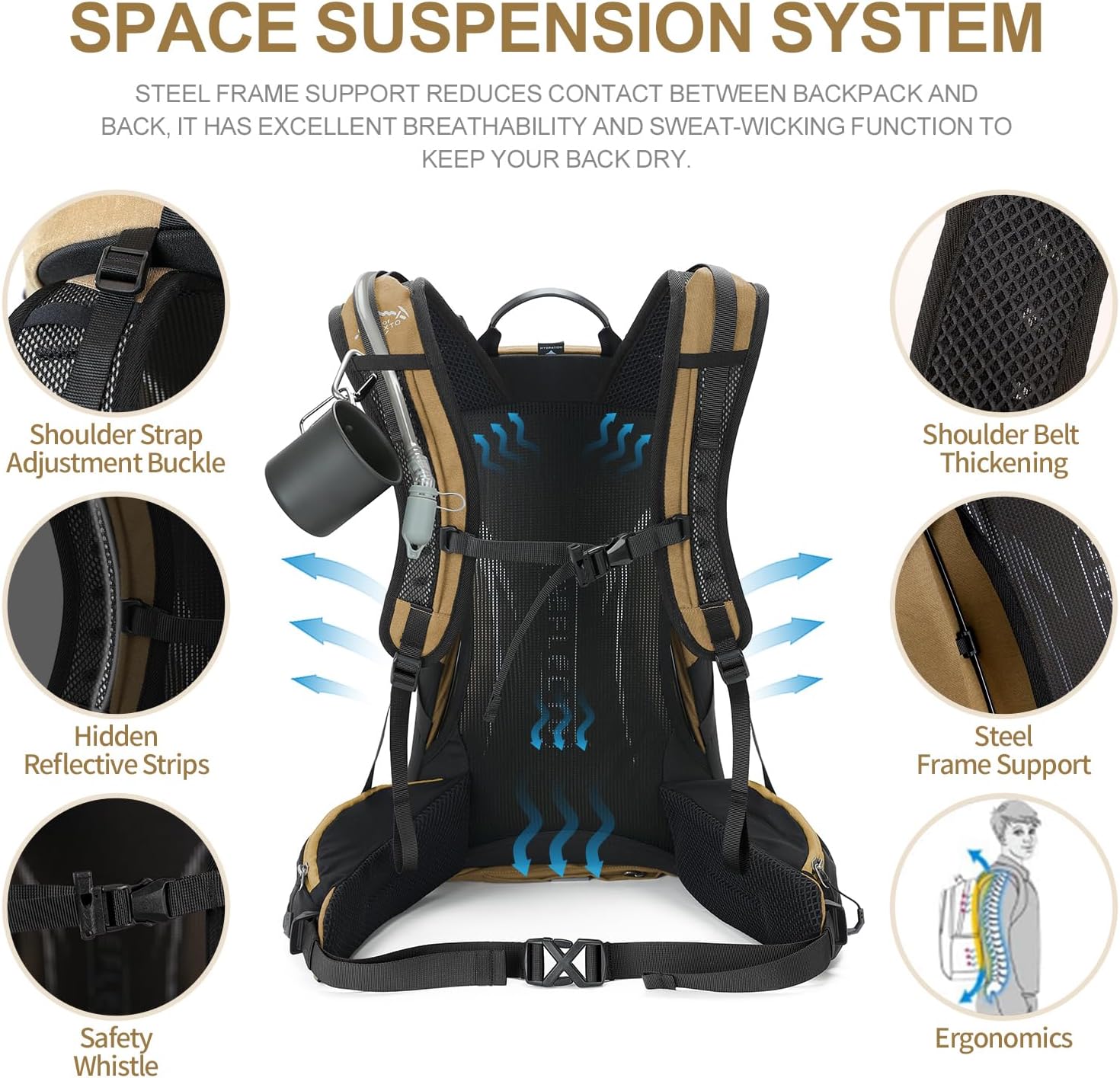 Hiking Backpack, 26L/40L Waterproof Hiking Daypack with 3L Water Bladder and Rain Cover, Lightweight Travel Camping