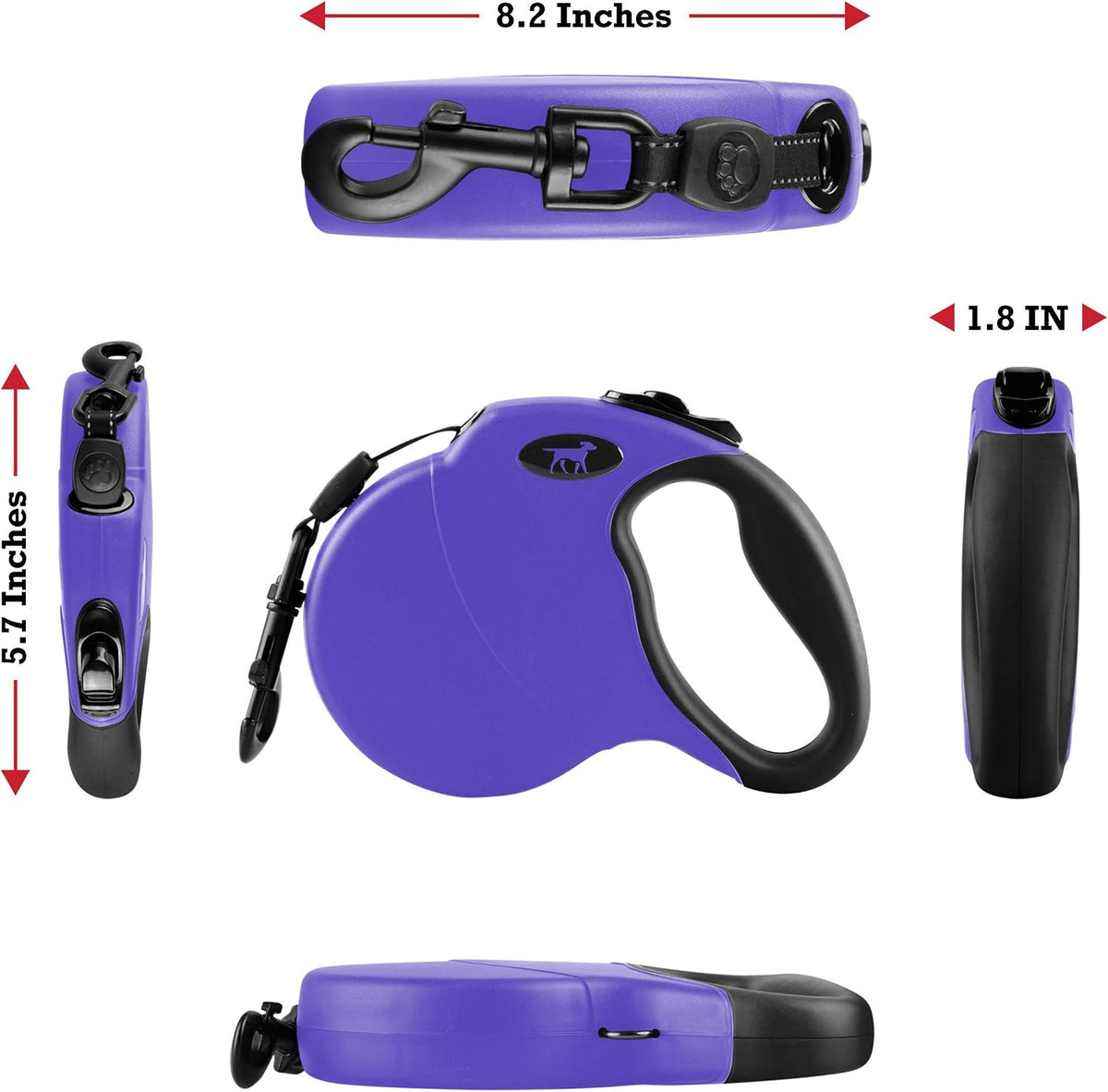 Heavy Duty Retractable Dog Leash | 16 ft Dog Leash with Reflective Stitching for Nighttime Safety | One Button Lock