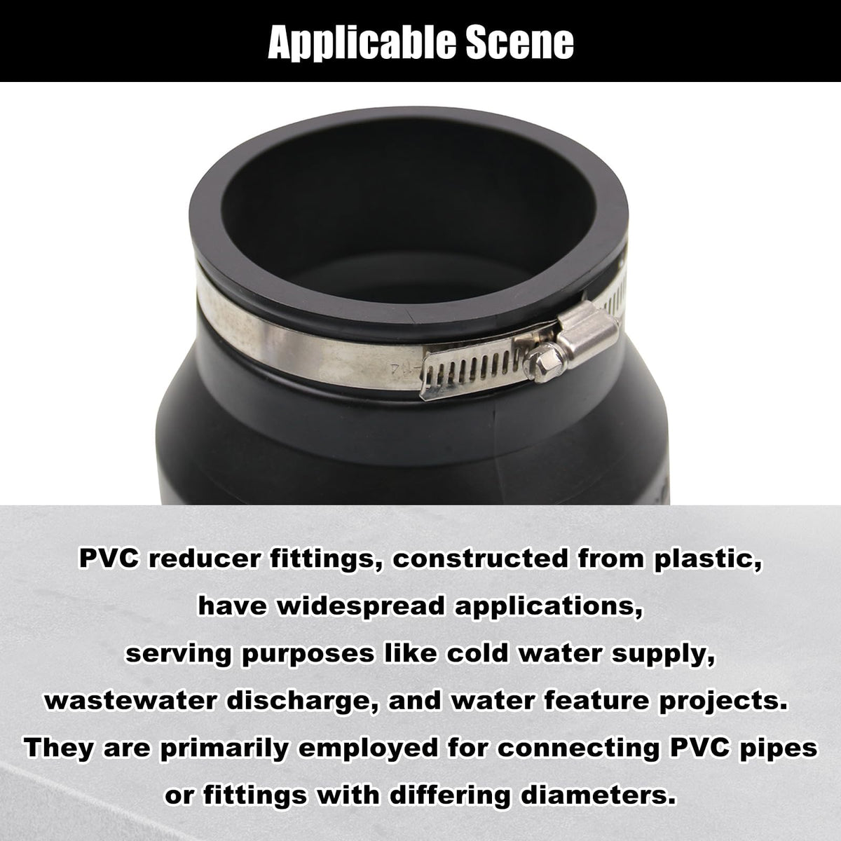 Frtcaty 4" to 3" PVC Reducer Coupler with Gate Valve & 2 Clamps