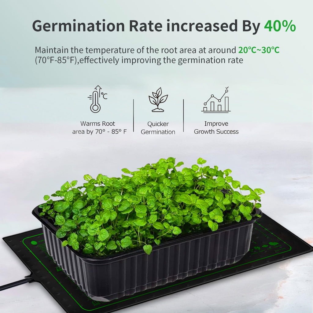 10"x20" Seedling Heat Mat for Seed Starting and Germination,2 Pack | Durable Waterproof Hydroponic Heating Pad with