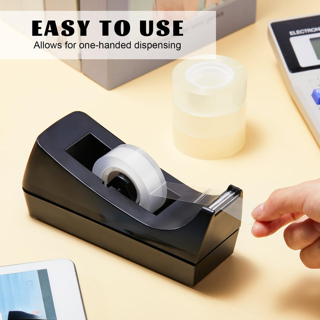 6 Pack Desktop Tape Dispensers Non Slip Base Bulk Set,Black
