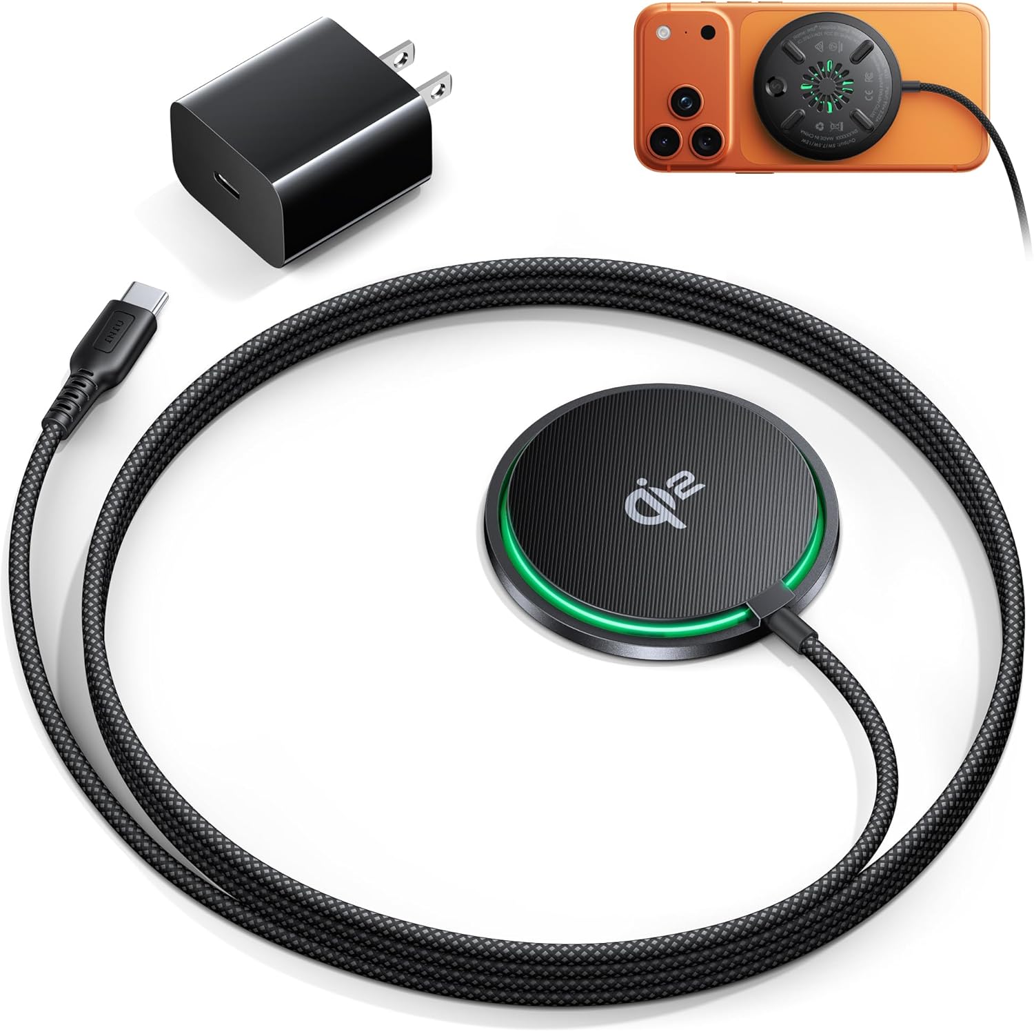 Magnetic Wireless Charger, Qi2 15W Fast Charging Pad Travel Charger | MagSafe-Compatible, Original Qi2 Certified