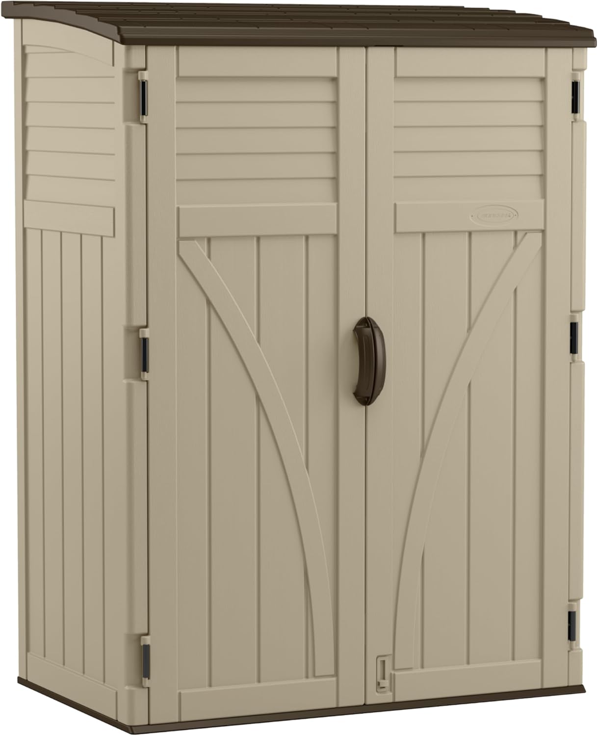Outdoor Storage Shed, Water Resistant Resin Vertical Outdoor Storage Cabinet for Patio, Garden Tools, Cushions, &