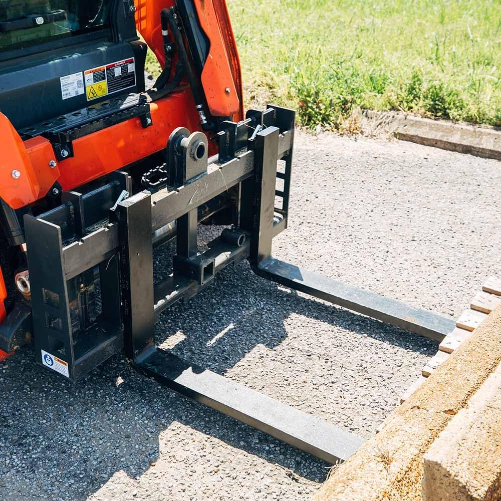 Economy Series Pallet Fork Frame with 48" Pallet Fork Blades, Universal Quick Tach, Rated 4000 LB, Receiver Hitch for
