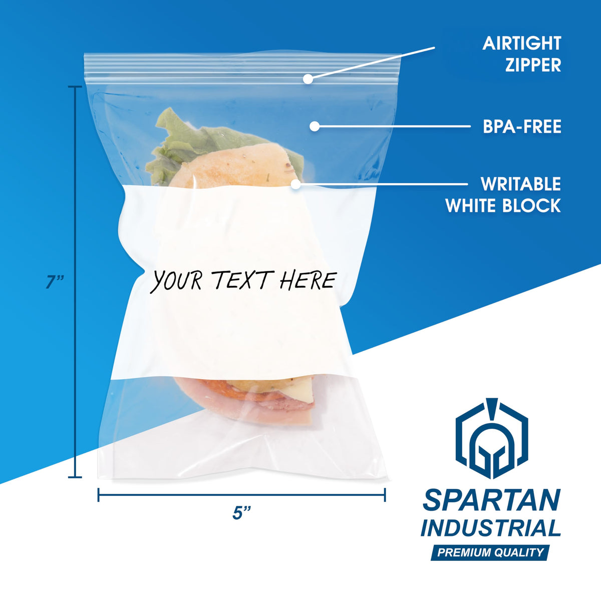 5" X 7" Zip Top Resealable Bags With Writable White Block (1000 Count)
