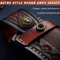 Pocket Knife Sheath, 4.53" Folding Leather Case, Horizontal Carry | Horizontal leather belt pouch, quiet metal snap