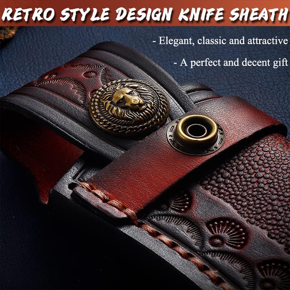 Pocket Knife Sheath, 4.53" Folding Leather Case, Horizontal Carry | Horizontal leather belt pouch, quiet metal snap
