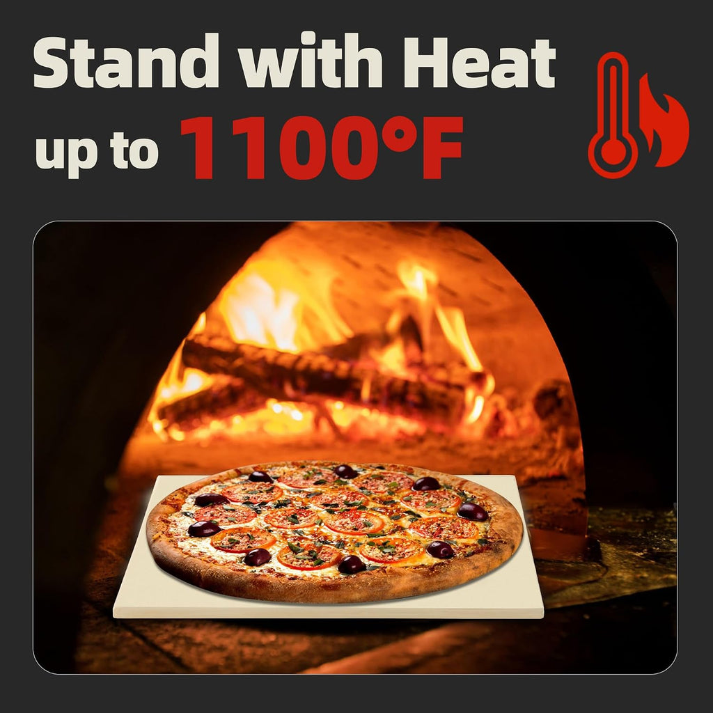 16" Square Pizza Stone, Heavy Duty Cordierite Pizza Pan for Grilling & Pizza Oven, High Temperature Resistant Baking