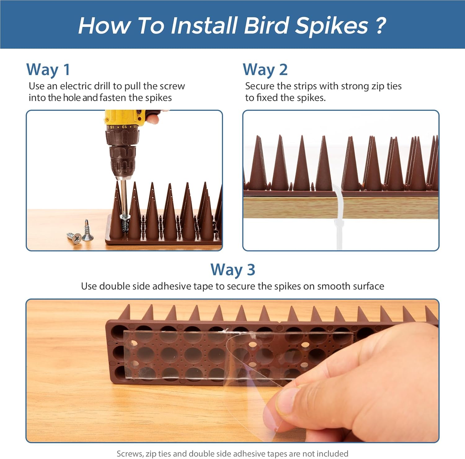 Bird Spikes, 20 Pack Pigeon Cat Squirrel Raccoon Animal Deterrent Spikes Anti-Climb for Outside Anti-Animal Defender