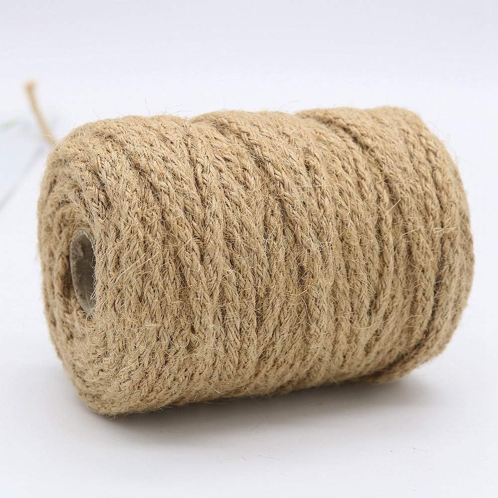 100ft 5mm Jute Twine Braided Natural Rope for Crafts