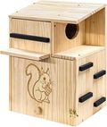 Large Wooden Squirrel Houses for Outside，Squirrel House with Dual Balconies，Predator Guard Squirrels Nesting Box，The