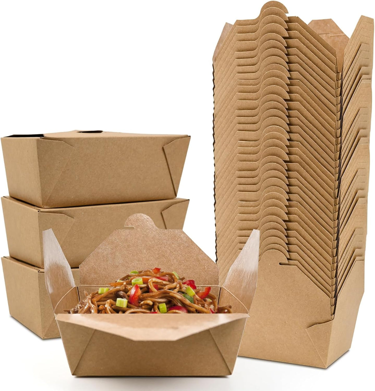 80 Pack 45 oz Kraft Paper Takeout Food Containers