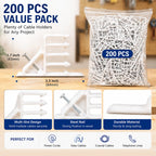Multi-Cable Staples 200 Pack, White Electrical Wire Stackers, Steel Nails