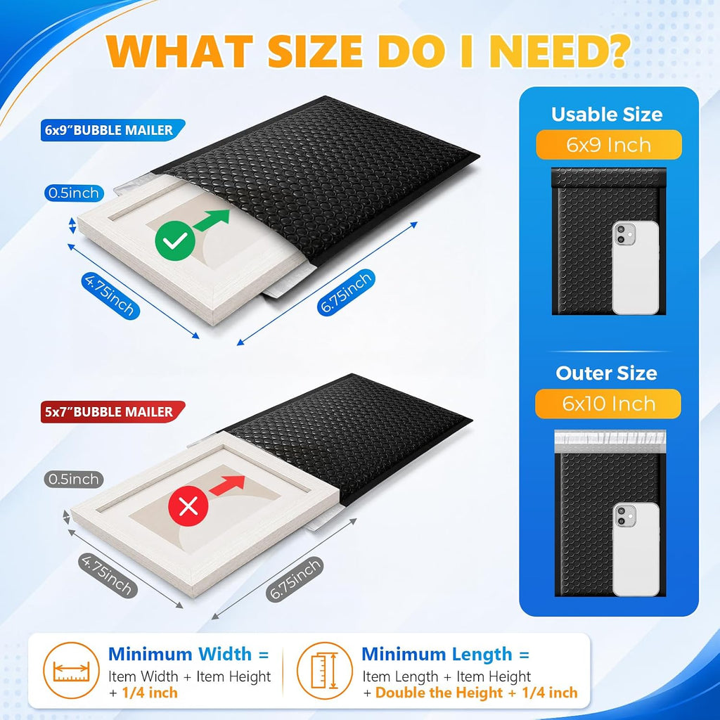 Bubble Mailers 6x10 Inch 600 Pack Black Waterproof Bubble Mailer
