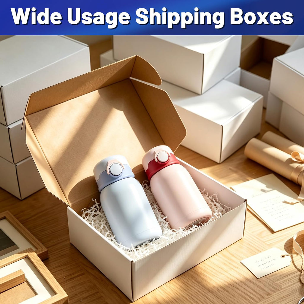 14x8x5" Shipping Boxes 20 Pack White Corrugated Cardboard Box