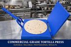 12" Commercial Steel Tortilla Press-Heavy Duty-Mexican Style Tortilla Maker, Flatbread-Blue