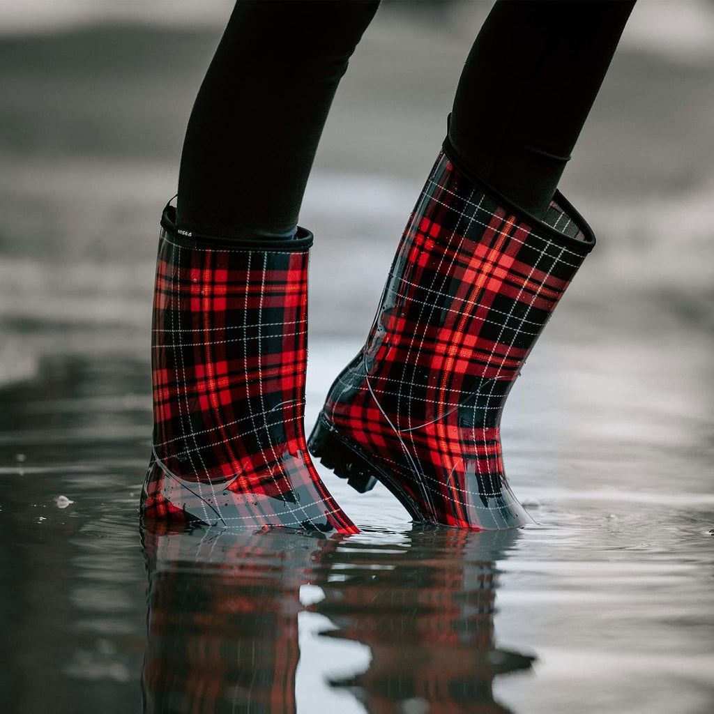 Women's Rain Boots Waterproof Mid Calf Garden Farm Rubber Boots | Wide Calf Slip-Resistant Rubber Ladies' Boots