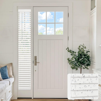 Cordless 2" Faux Wood Sidelight Single Blinds for Doors, Trim at Home PVC Horizontal Window Blind, White (9" W x 72" H)