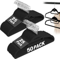 Velvet Hangers 50 Pack, S-Shaped and Stackable Felt Hanger(Black) | Non Slip, 15Lbs Capacity Heavy Duty, Ultra Thin