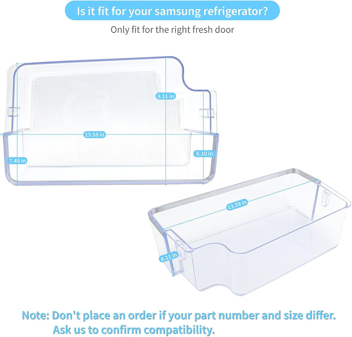 DA97-15560A, DA63-08015A Assy Guard-ref Right Compatible With samsung Refrigerator: RF23J9011SG, RF23J9011SR, RF28K9070SR, RF28K9070SG etc, Door Shelf Bin Replacement PS11733642, AP6001007, 3974288