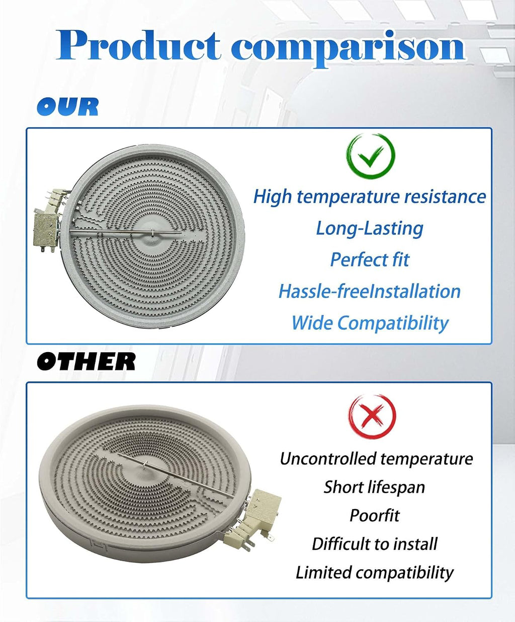 316555800 W10823692 9"/6"Dual Range Radiant Surface Element 2500W/1200W