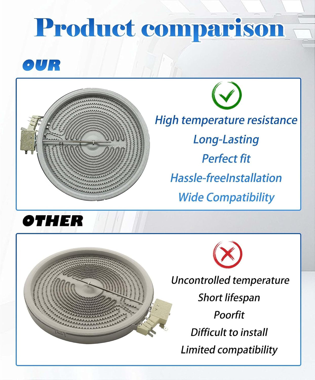 316555800 W10823692 9"/6"Dual Range Radiant Surface Element 2500W/1200W