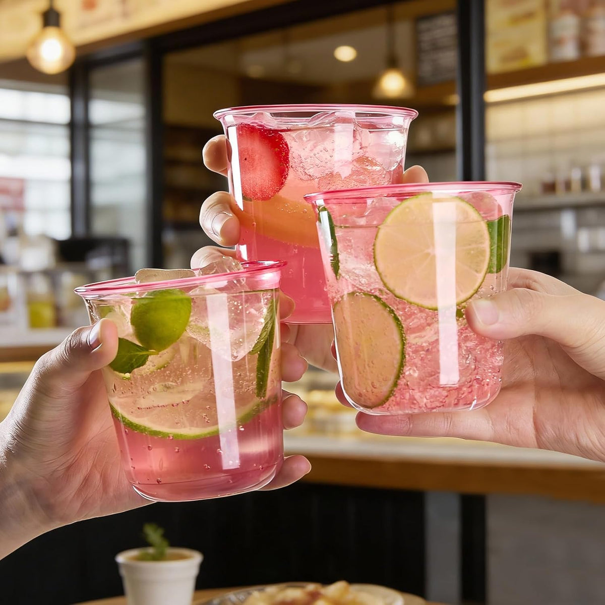12 oz Pink Plastic Cups for Party, 50 Pack