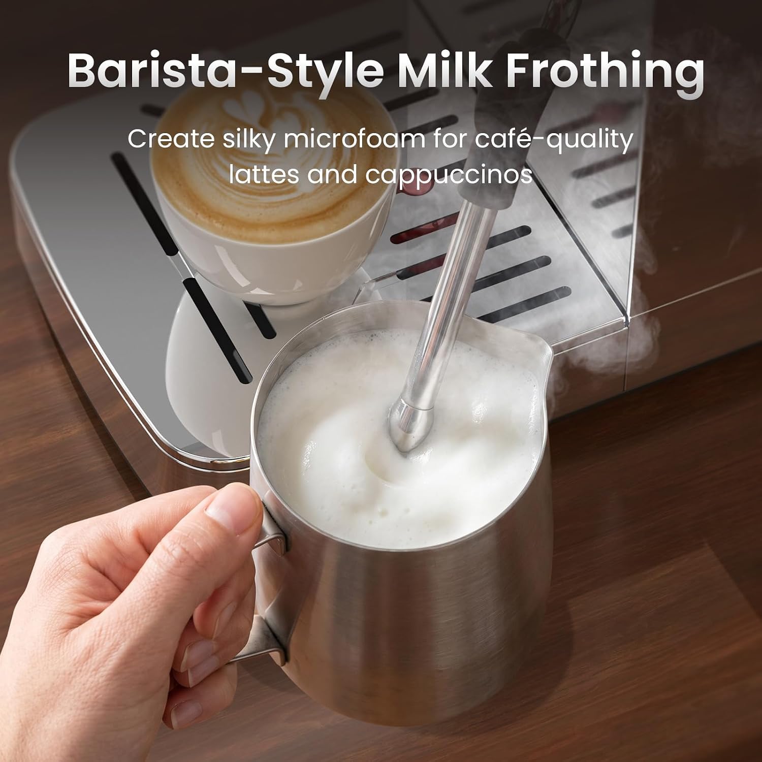 20 Bar Espresso Machine with Pressure Gauge & Steam Frother | Semi-automatic brewing, hot water function, 47 oz