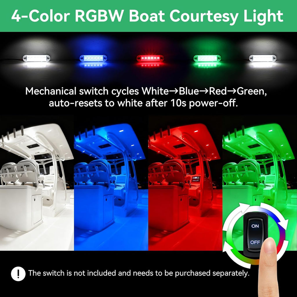 RGBW Boat LED Courtesy Light 12V, 4 Inches, 4PCS