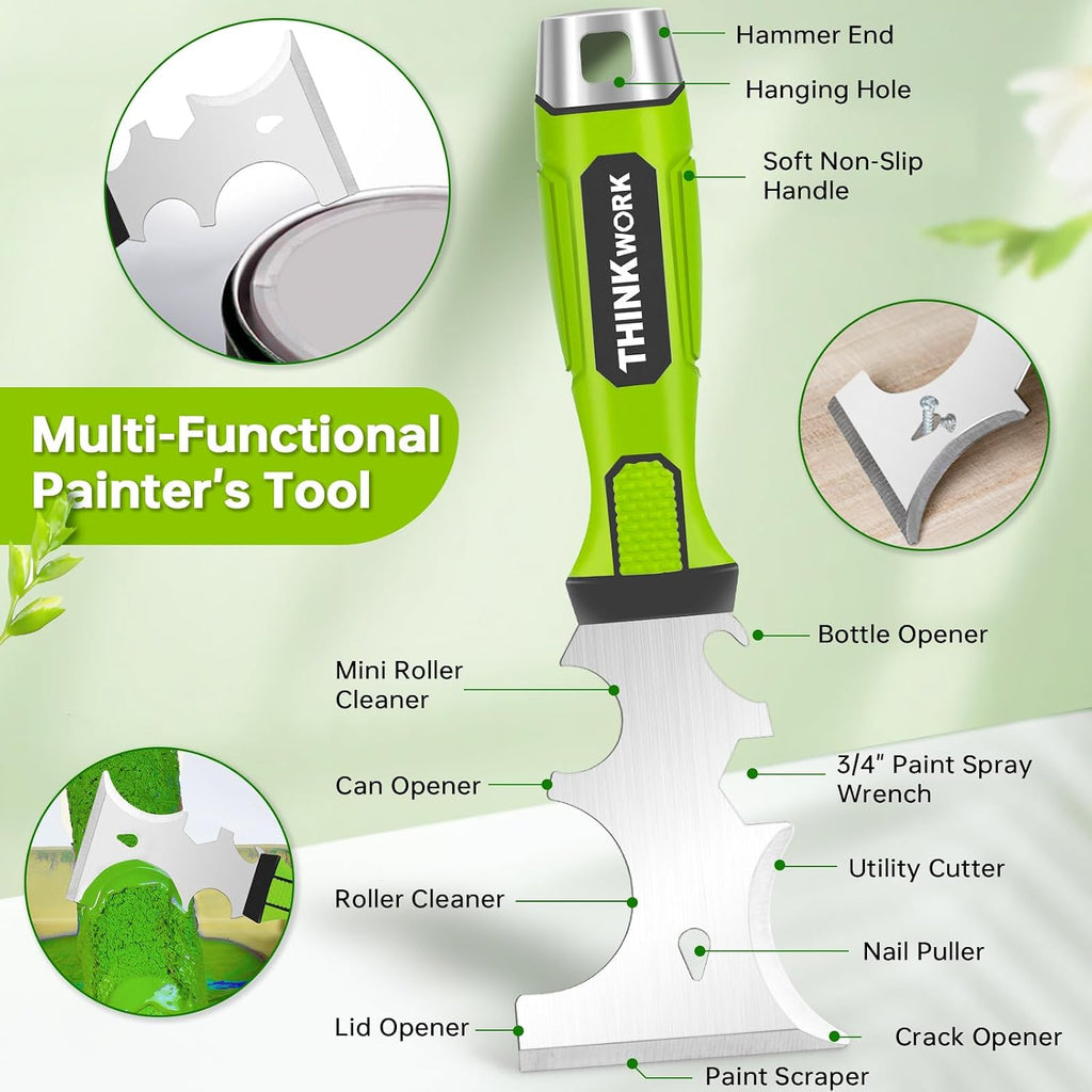 8Pcs Drywall Tools, Drywall Knife Set with 10" Mud Pan | Stainless Steel Putty & Taping Knives, Painter Scraper
