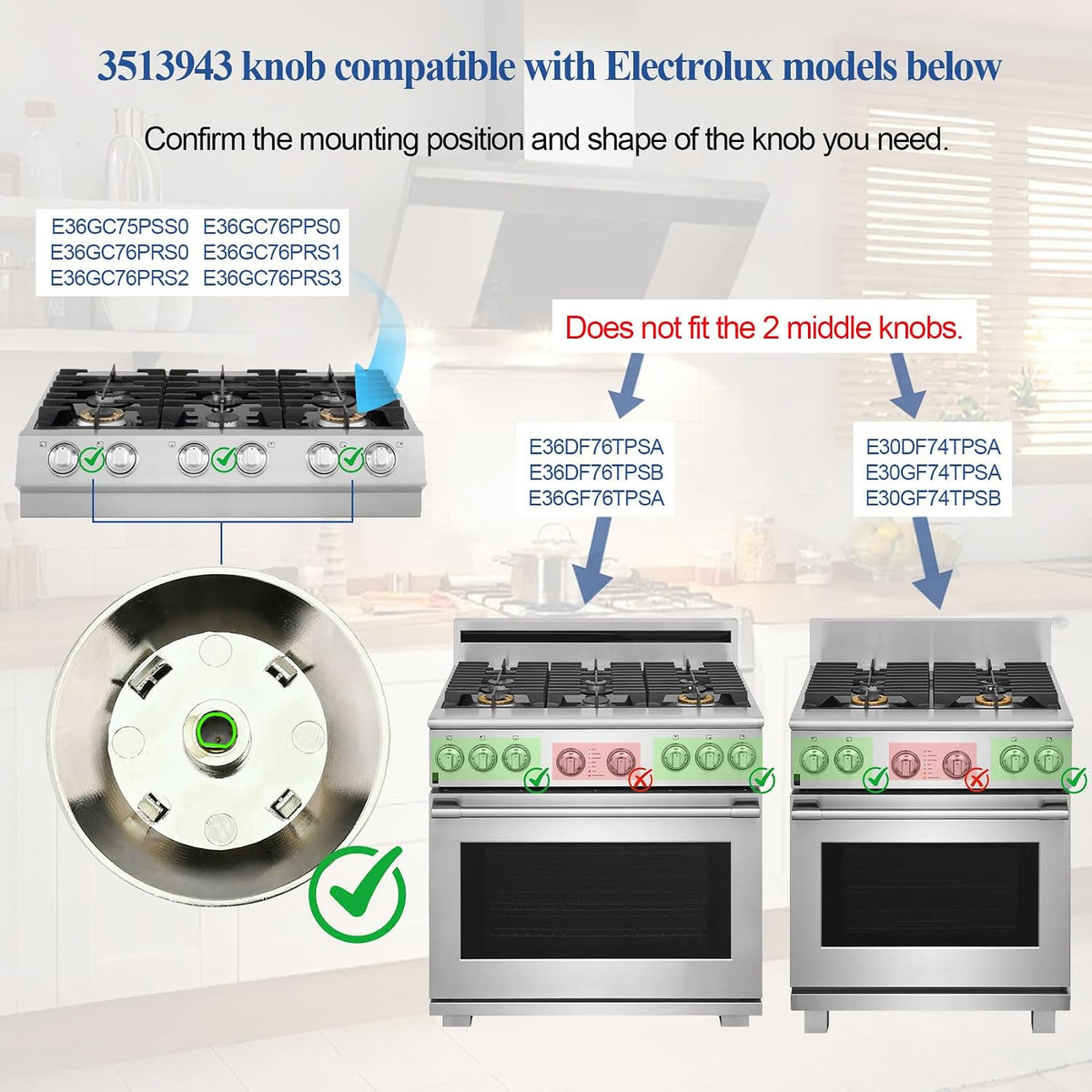 318242275 Control Knob(1pcs), Compatible with Electrolux Range/Cooktop etc.