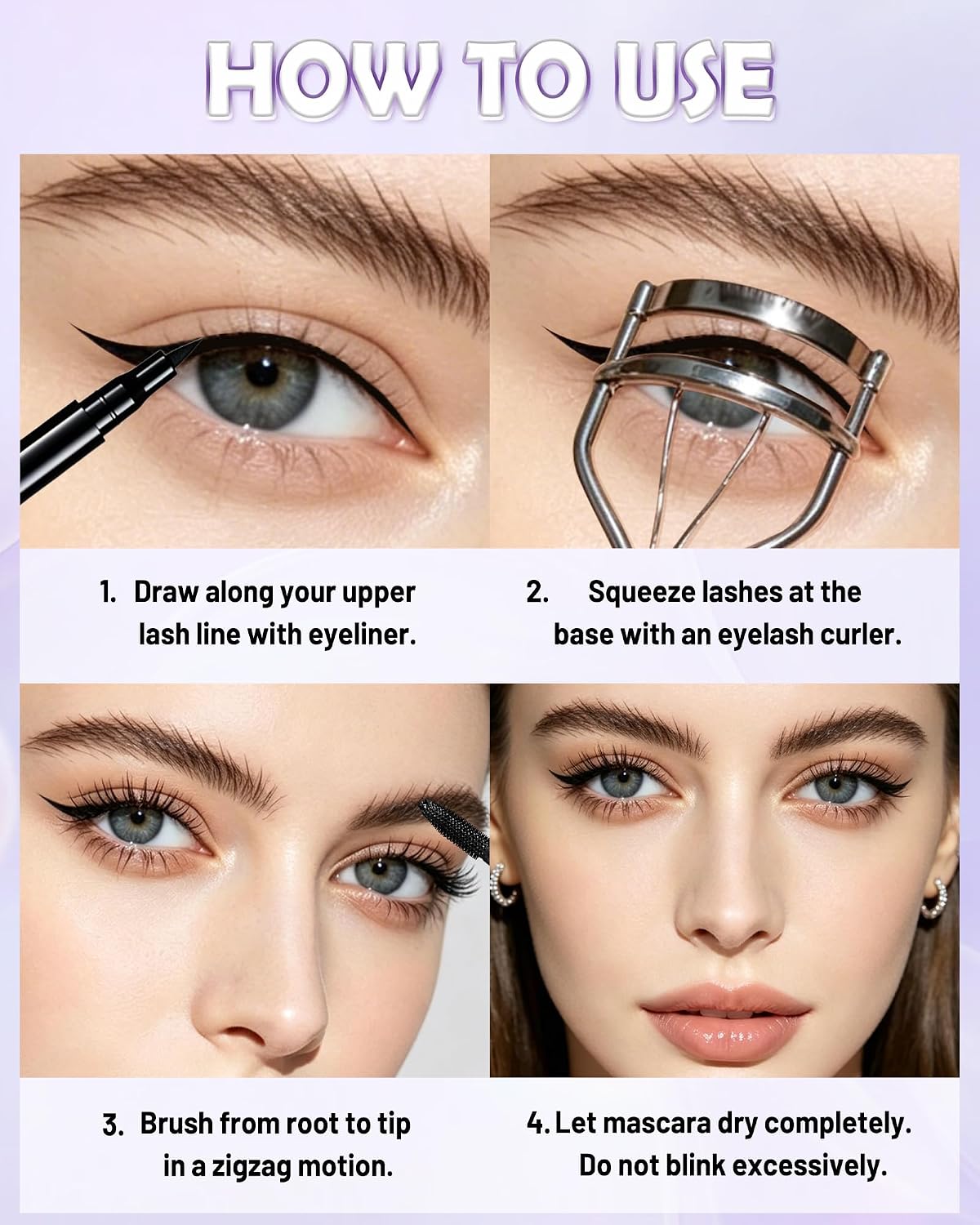 Black Waterproof Mascara Eyeliner, 5D Colored Tubing Mascara Eye Liner Set